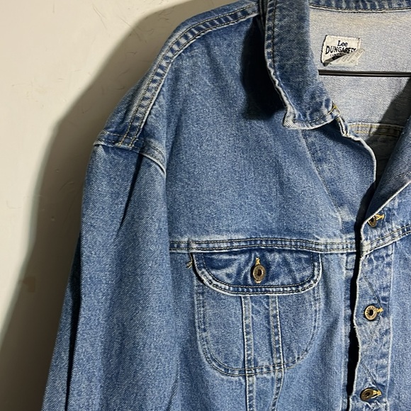 LEE DUNGAREES Vtg 90s USA Made Stonewash Denim Blue Jean Jacket Mens XXL - Picture 4 of 8